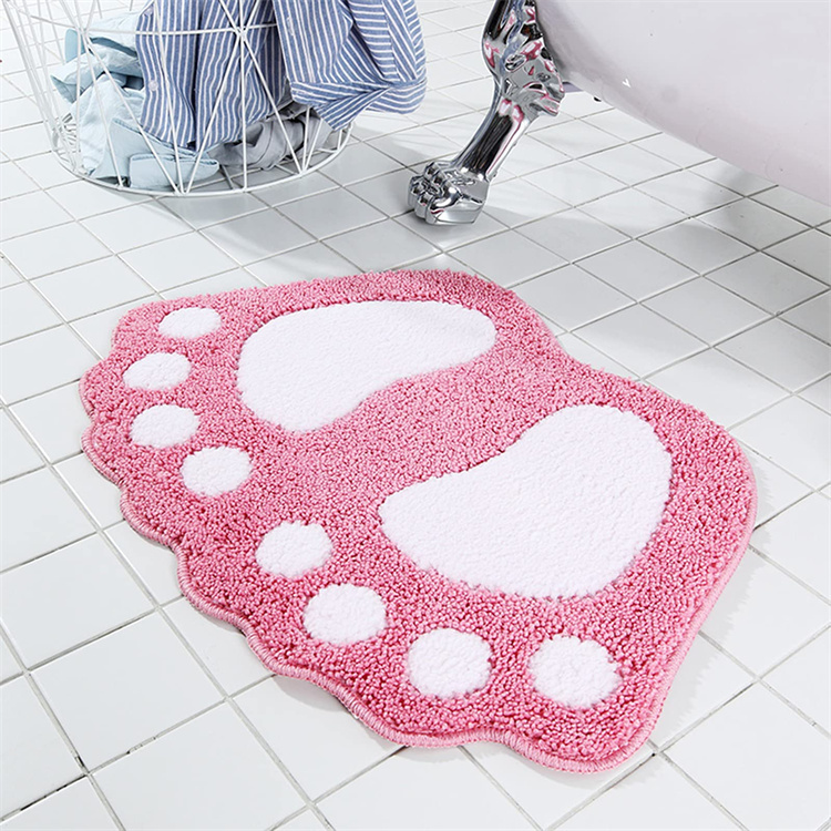 Washable Bathroom Rug Cute Paw Feet Toilet Shower Non-Slip Mat Water Absorbent Quick Drying Bath Mat