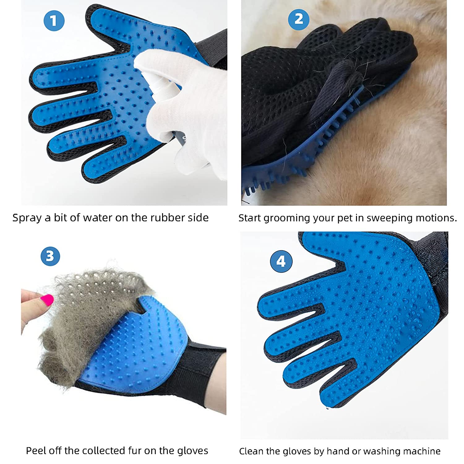 Hot Sale Pet Hair Remover Pet Massage Glove With 5 Finger Glove Dog Grooming Brush Pet Bathing Tool