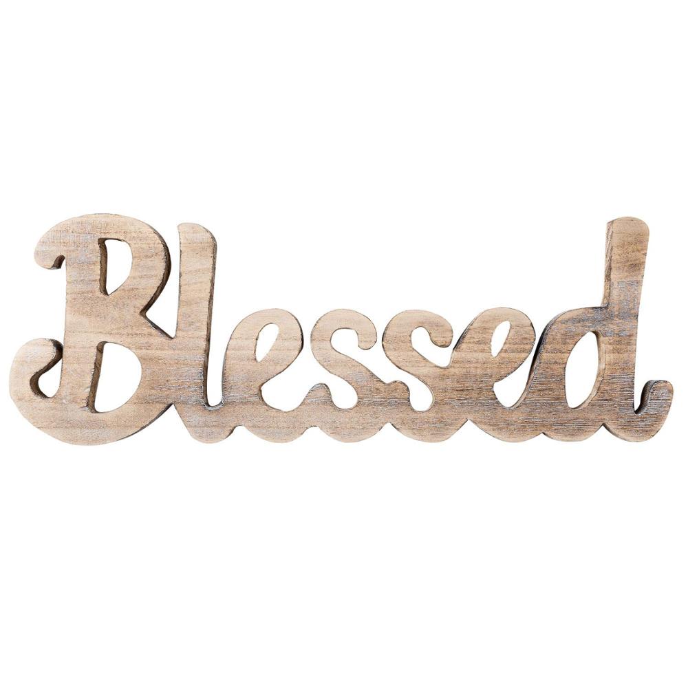 Blessed Freestanding вывеска выреза сделанная из натурального дерева, деревенский дом галерея Декор стены