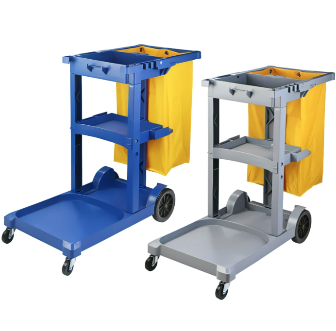 multi purpose plastic  janitor cleaning trolley  cart with cover