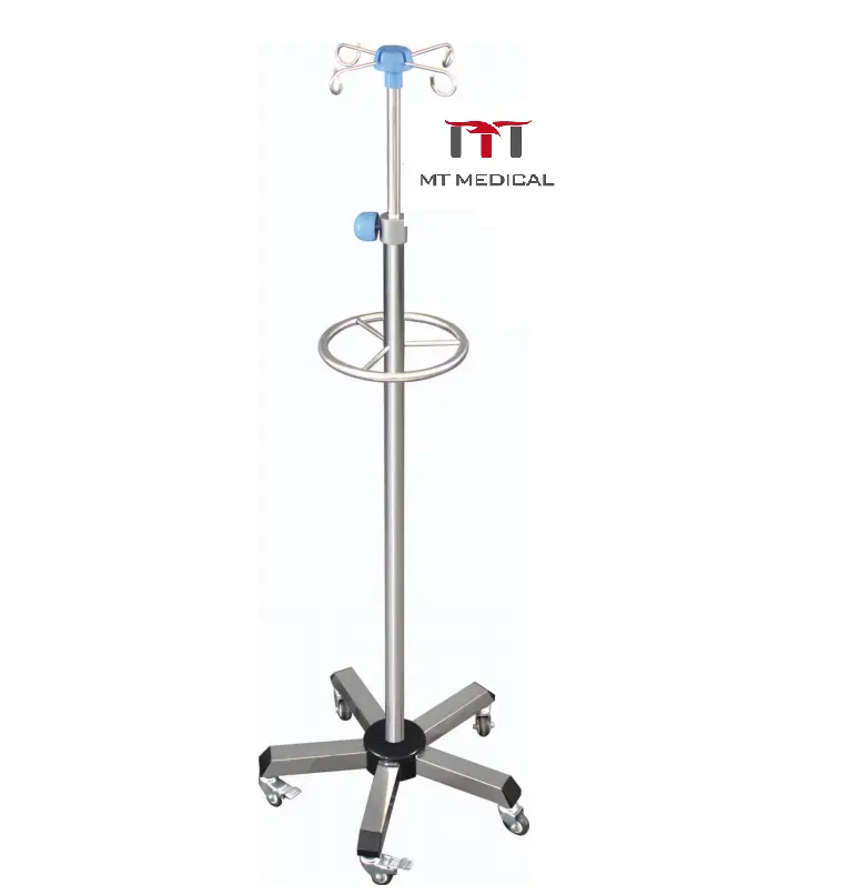 MT MEDICAL Stainless Steel Round Handle Wholesales Price Drip Stand with Infusion Holder
