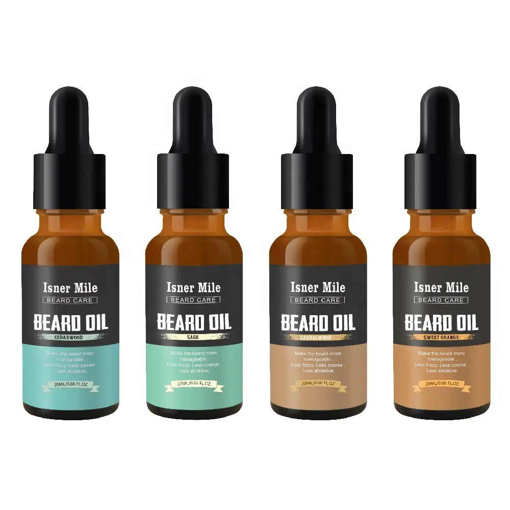 Isner Mile Private Label 2020 Updated Oragnic Beard Growth Oil Gift Set 4 Scents Pack in One Beard Oil Kit