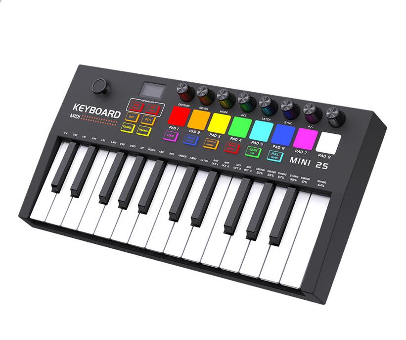 Музыкальное пианино Портативный 25 ключ USB Электрический MIDI контроллер клавиатуры яркая Midi контроллер клавиатуры