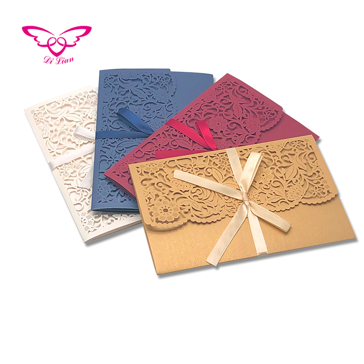 Thri Fold Laser Cut Pocket Wedding Card Wedding Invitation