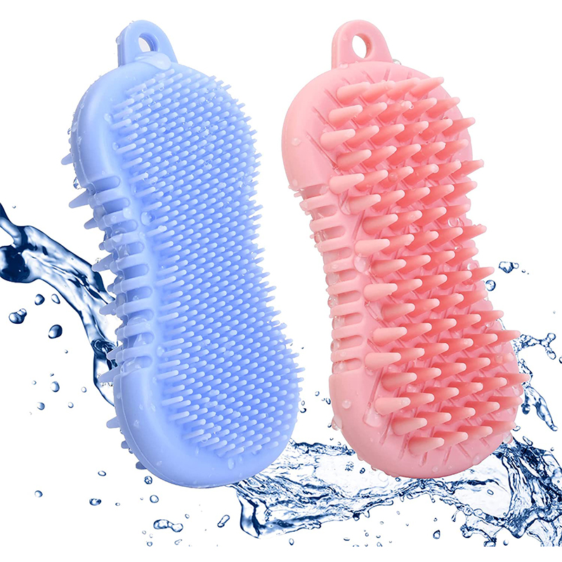 Custom 2 in 1 bath hair massage brushes sponges Wholesale Soft Exfoliating Silicone Bath Body Brush