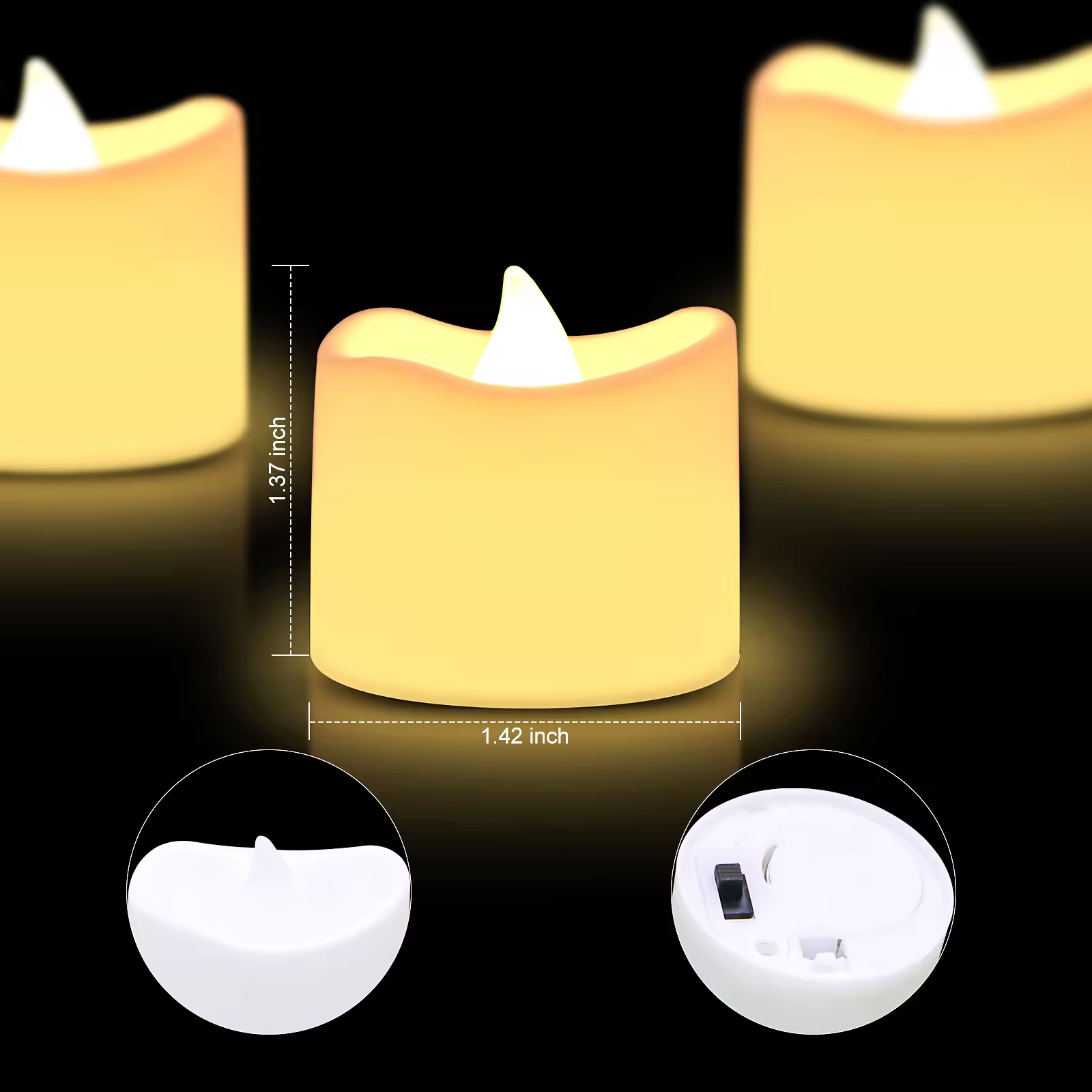 Romantic Tea Lights LED Battery Flameless Candles with Flickering Flashing Christmas Candle 3d Real Flame Plastic