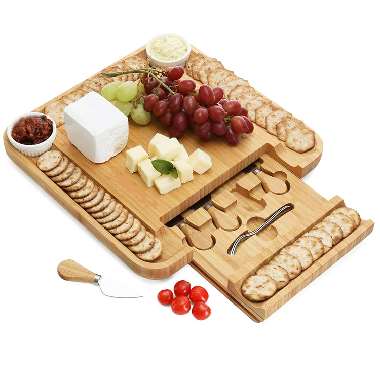 Оптовая продажа, сублимационный Агат Cheddar Lazy Susan, круглая резка, сланец, дерево акации, мрамор, поворотная бамбуковая доска для сыра