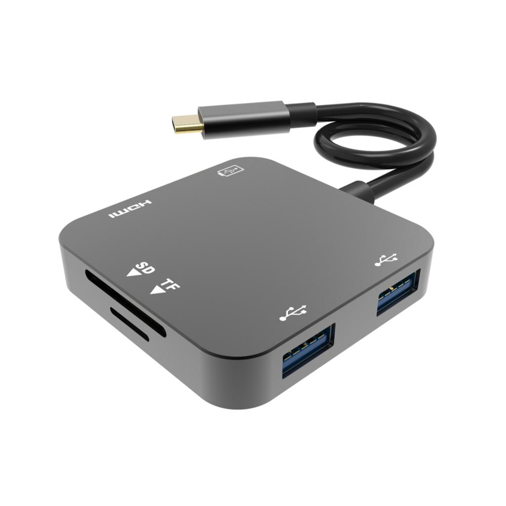 Маленькая и мощная док-станция 6 в 1 для USB-C с высокой скоростью преобразования и зарядки