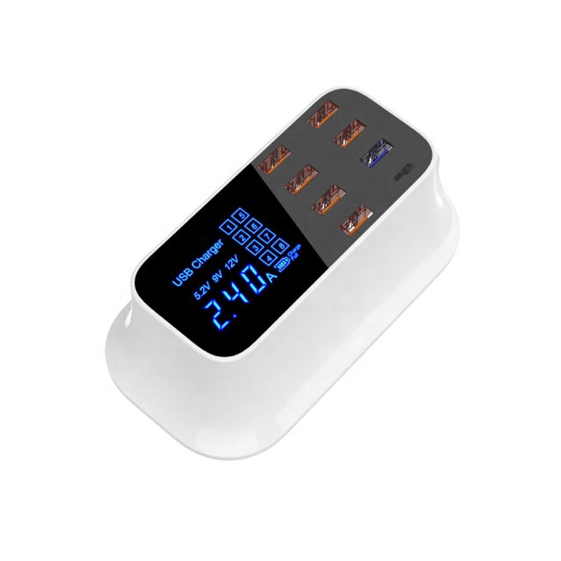 Оптовая продажа, 8 портов USB быстрая зарядная станция концентратор mulitiple Зарядка адаптер быстрой usb зарядное устройство типа c порт ЖК-дисплей