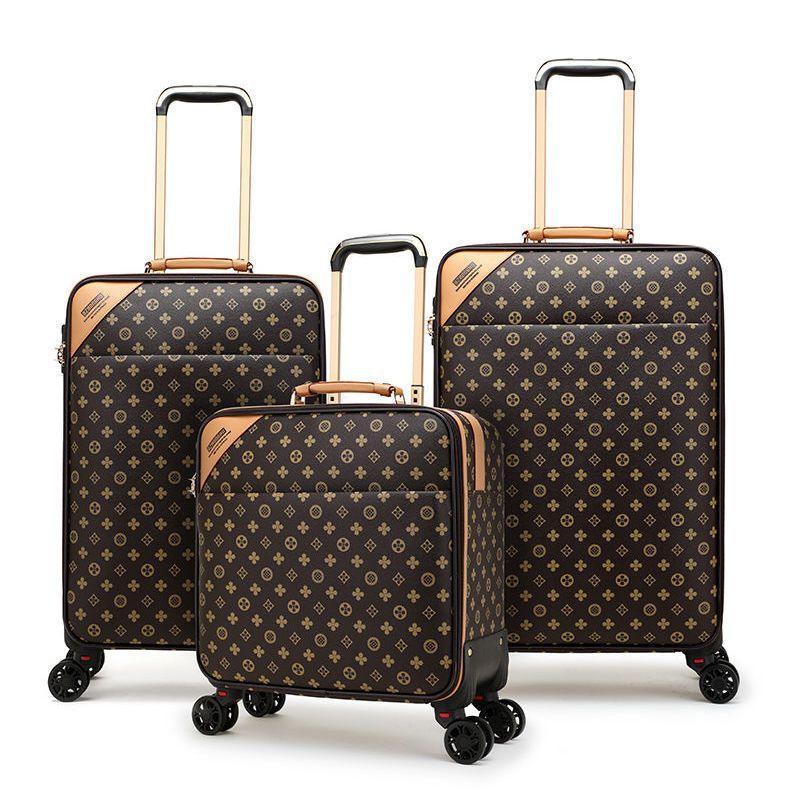16/18/20/22/24/26 Fashion Soft Luggage Essential Trolley Case Pu Leather Trolley Bag Travel Luggage Sets
