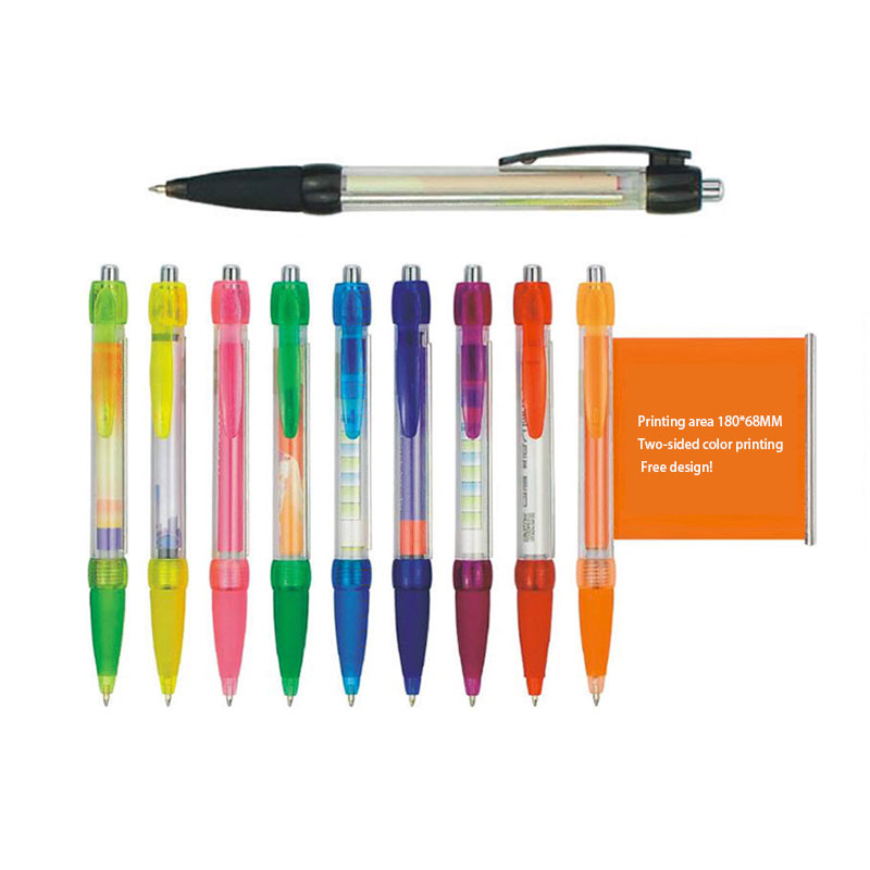 Hot Sale Advertising Flag Pen Plastic Retractable Pull Out Banner Pens Cheap Rolling Paper Pen