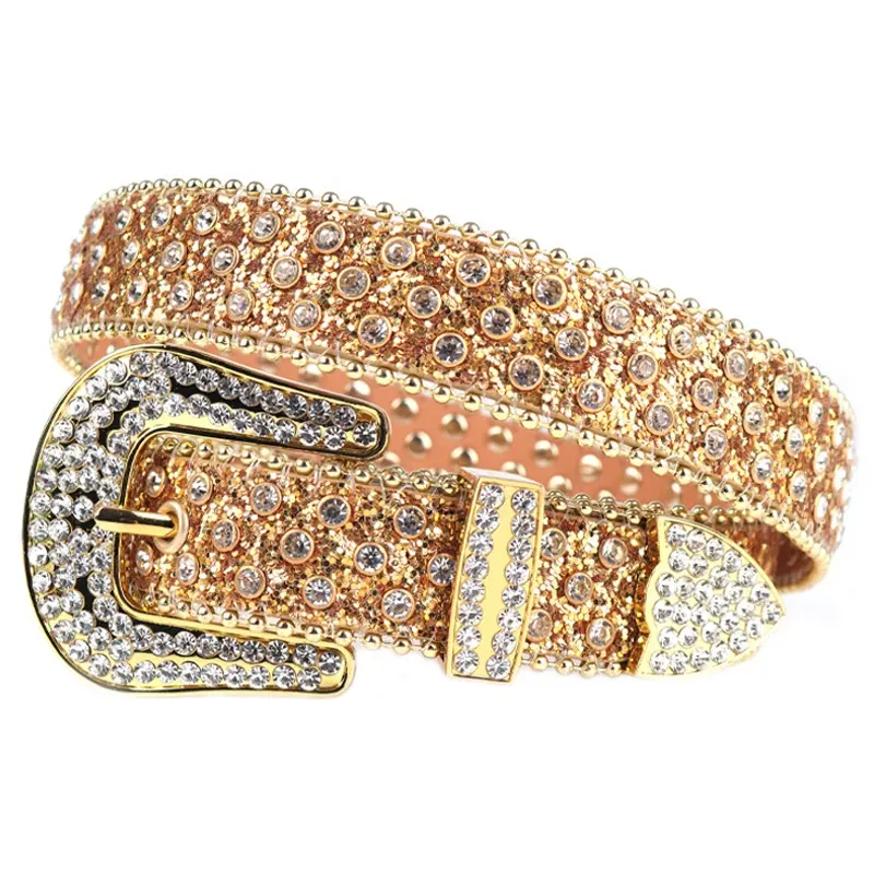 TENGMEI Customized Buckle Gold Rhinestone Kid Belt Bling Bling Fashion Diamond Studded Toddler Belt For Child Vendor
