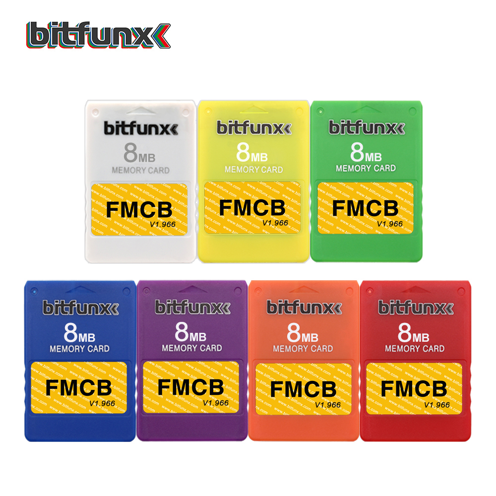 Bitfunx 8 Мб новая версия 1,966 карты памяти для сохранения игр FMCB для SONY Playstation2 PS2 зеленый красный
