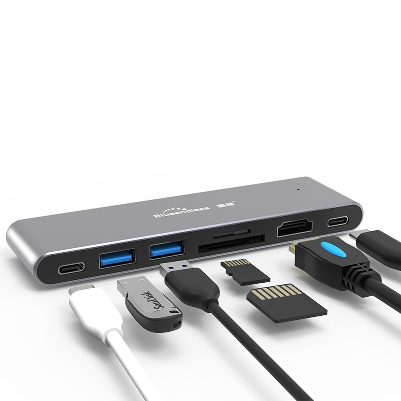 Горячая Распродажа 7 порт Type C Usb Hub 4K HD Sd карты Usb концентратор 7 порт док-станции для Mac Book ноутбуки