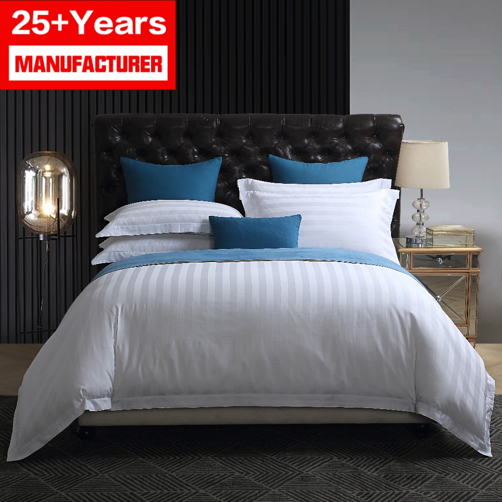продажа 250TC 300TC King Size 100% хлопок полосой пододеяльник для пухового одеяла отельная постельная простыня набор