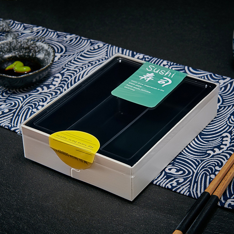 Disposable take-out packaging box with lid Japanese cuisine sushi wooden packaging box