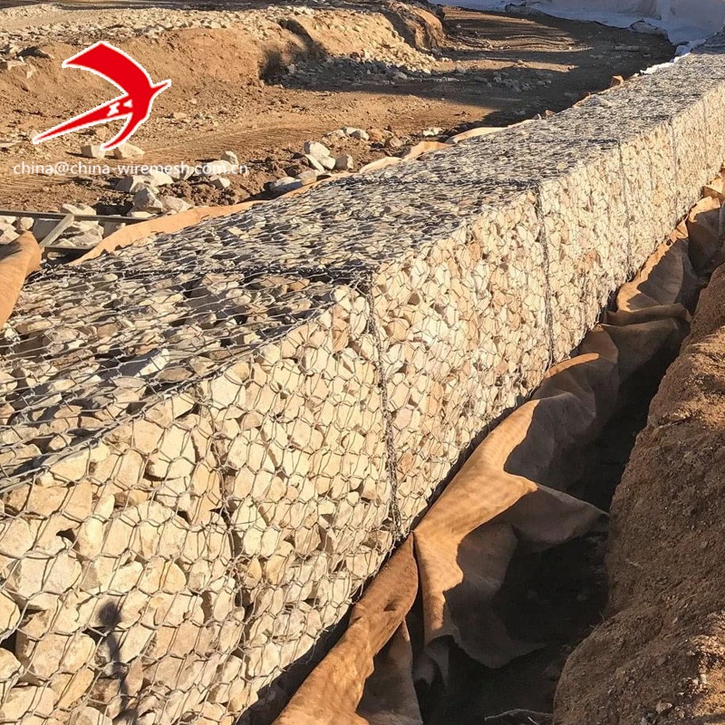2x1x1m gabion box supply 2.7mm/3.0mm gabion basket factory 80x100mm triple twisted gabion mesh