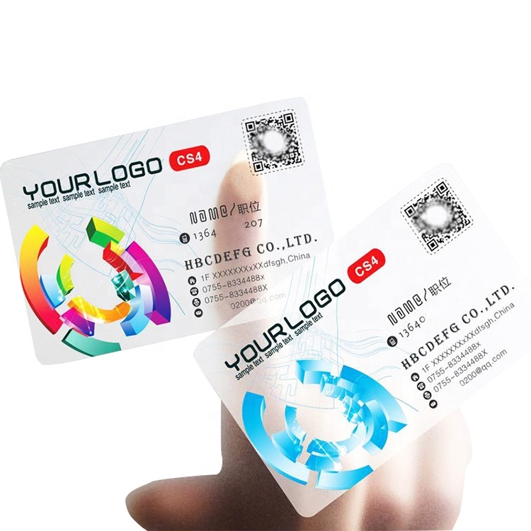 Factory accept wholesale custom luxury transparent PVC plastic business cards