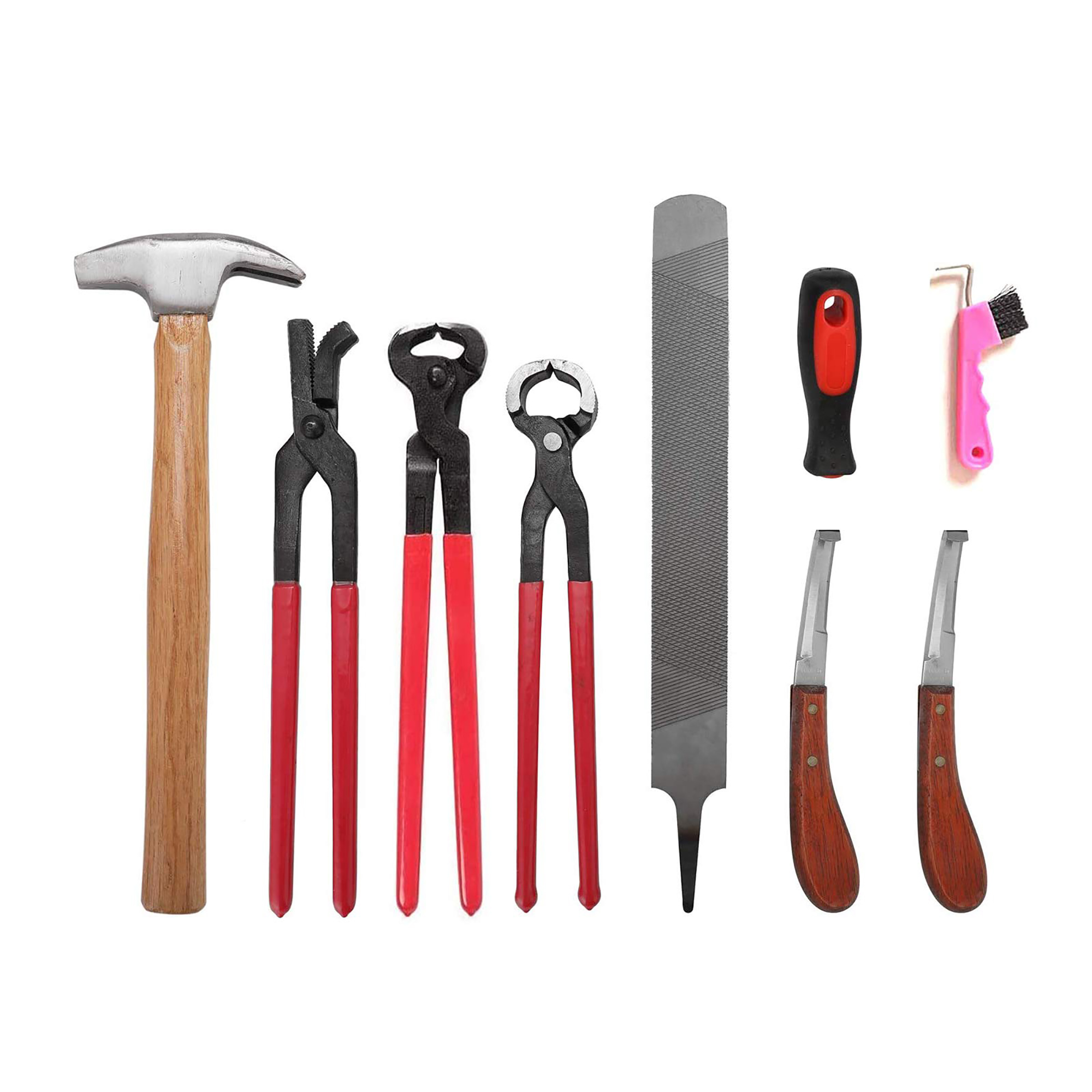 9pcs Professional Horse Farrier Hoof Grooming Trimming Tool Kit Horseshoe File Equine Metal Shears