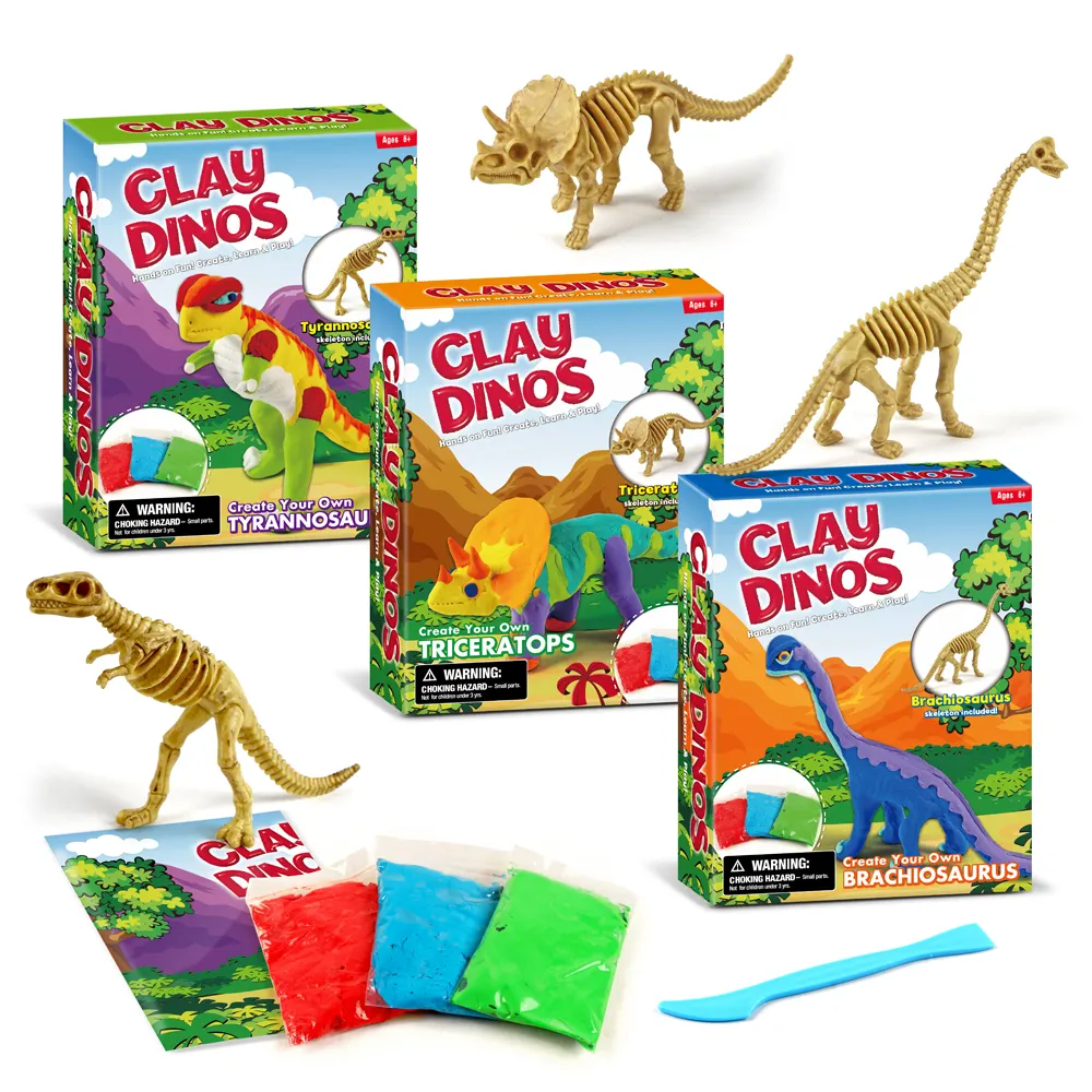 Factory Wholesale Hand On Funny DIY Playdough Toy Dinosaurs Assembled Educational Clay Dino Toy Colorful Color Playdough Toy
