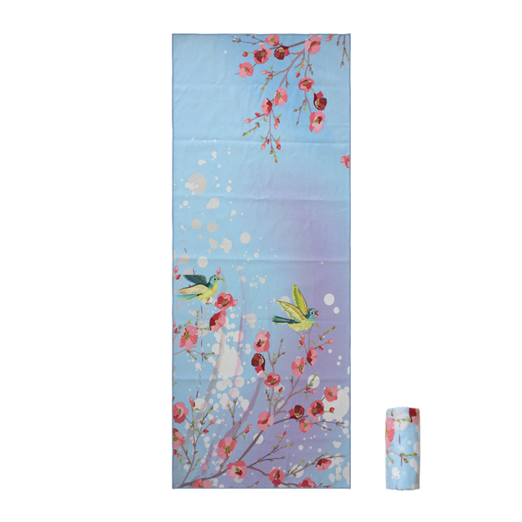 61*183cm Custom Logo Printed Soft Non Slip Microfiber Yoga Mat Towel With Bag Package