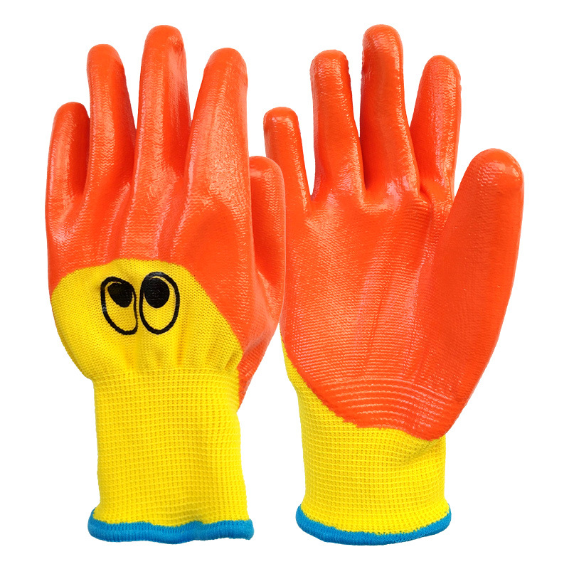 Amazon Hot sale High Quality Nitrile Fully Coated Kids Waterproof Gardening Gloves Children Play Mud Gloves