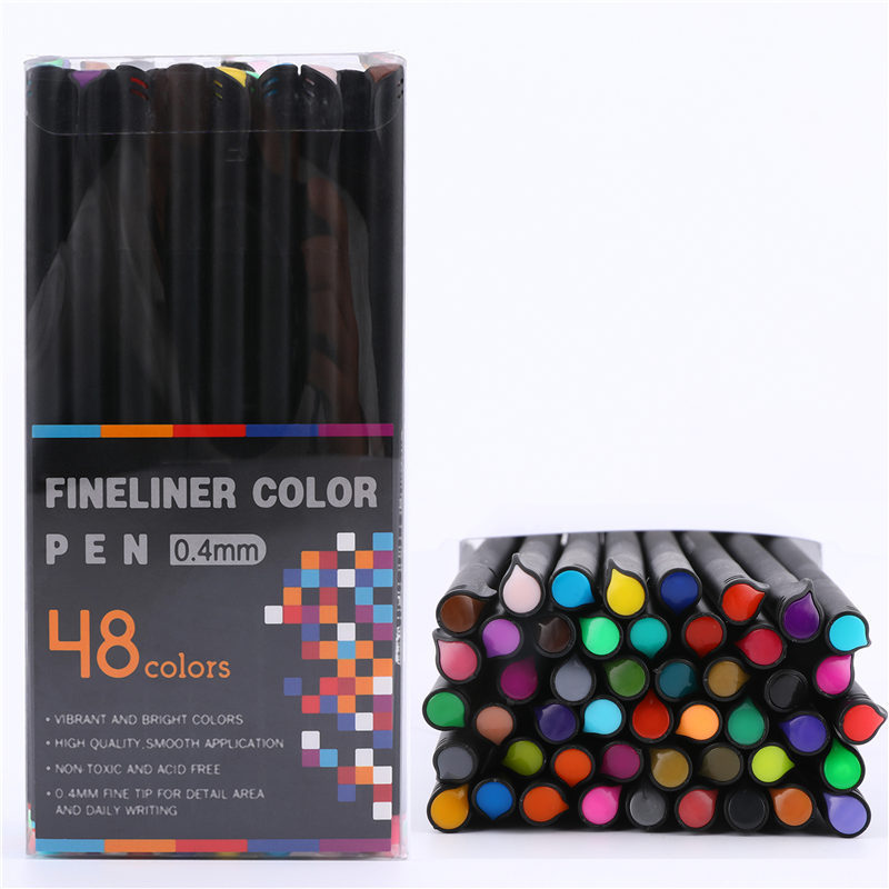 Amazon продавец, файнлайнер, цветная ручка набор, 0,4 мм цветной Fine Liner эскизный чертёж ручка, набор из 24 разных цветов