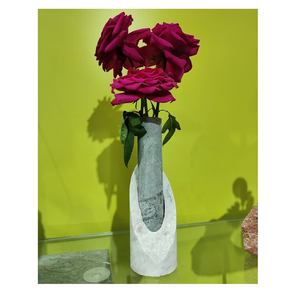 Luxury Nordic Design Home Decor Natural Marble Stone Flower Vases and Pots for Interior Decoration