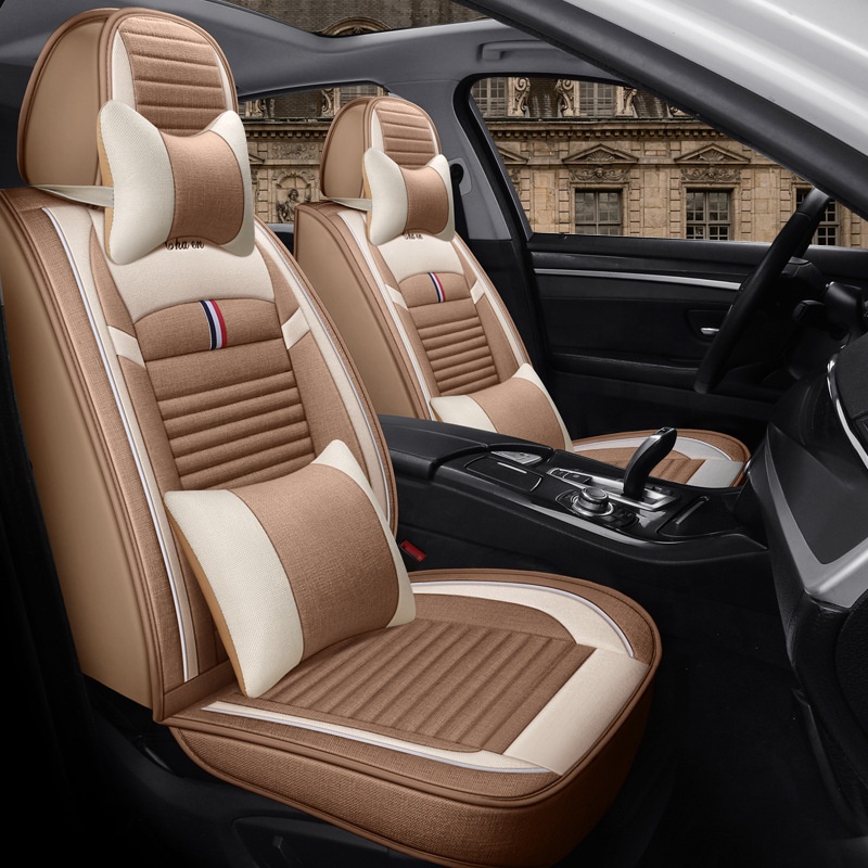 Sport Style Synthetic Linen Flax Breathable Full Set For Jeep Honda Kia Toyota Car Seat Covers Universal