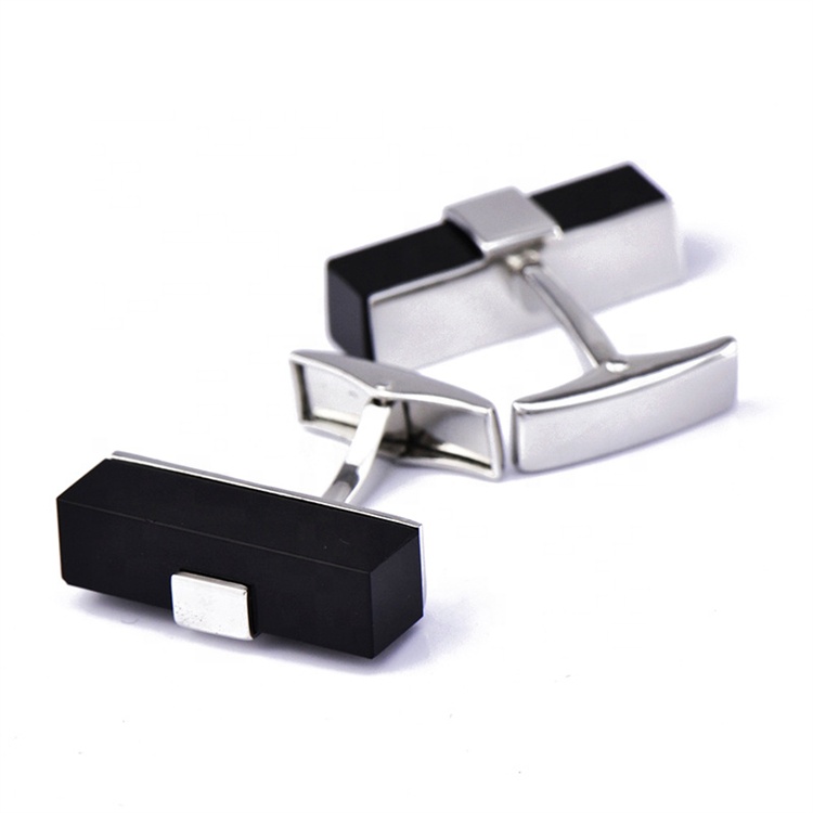 Long Black Agate Cufflinks French Shirt Cuff Buttons Customization ultimate in discrete and elegant minimalism Cufflinks