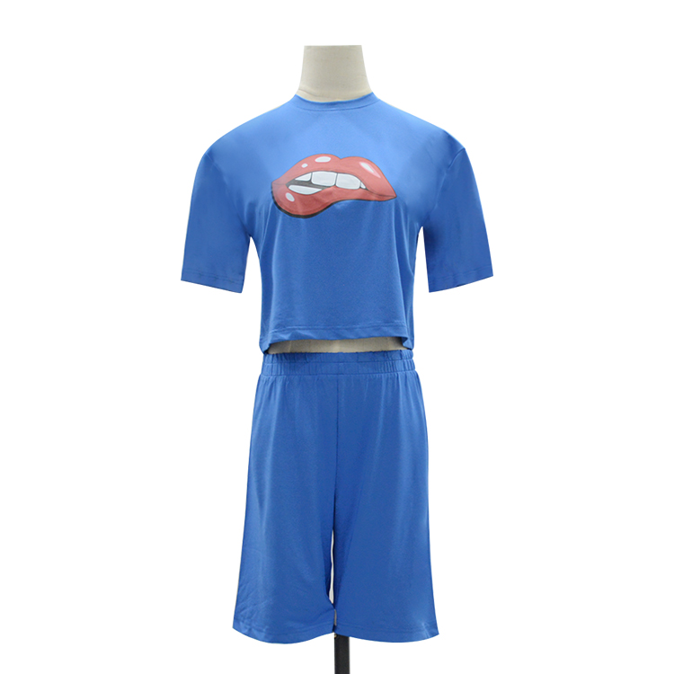 Hot Sale Custom Sexy Crop Tops Women's Shorts Plus Size T Shirts Pants 2 Piece Set Women Clothing Sets