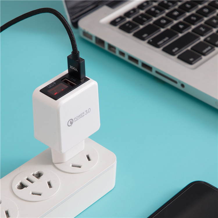 Power QC 3.0 basics 18W dual usb port mini mutifunction portable led wall charger