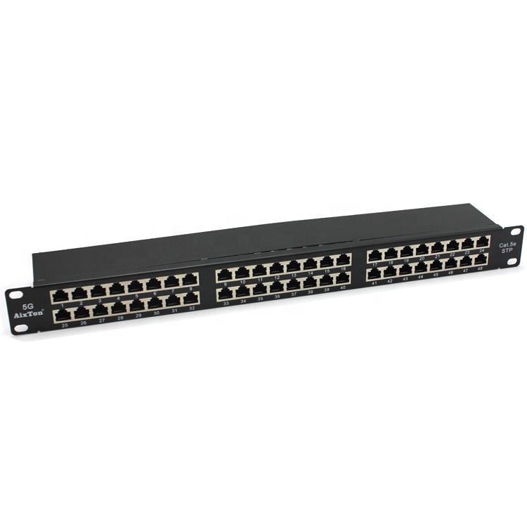19 дюймов 48 портов 24 порта RJ45 трапецеидальные гнезда Cat5e локальной сети 2U 1U коммутационная панель