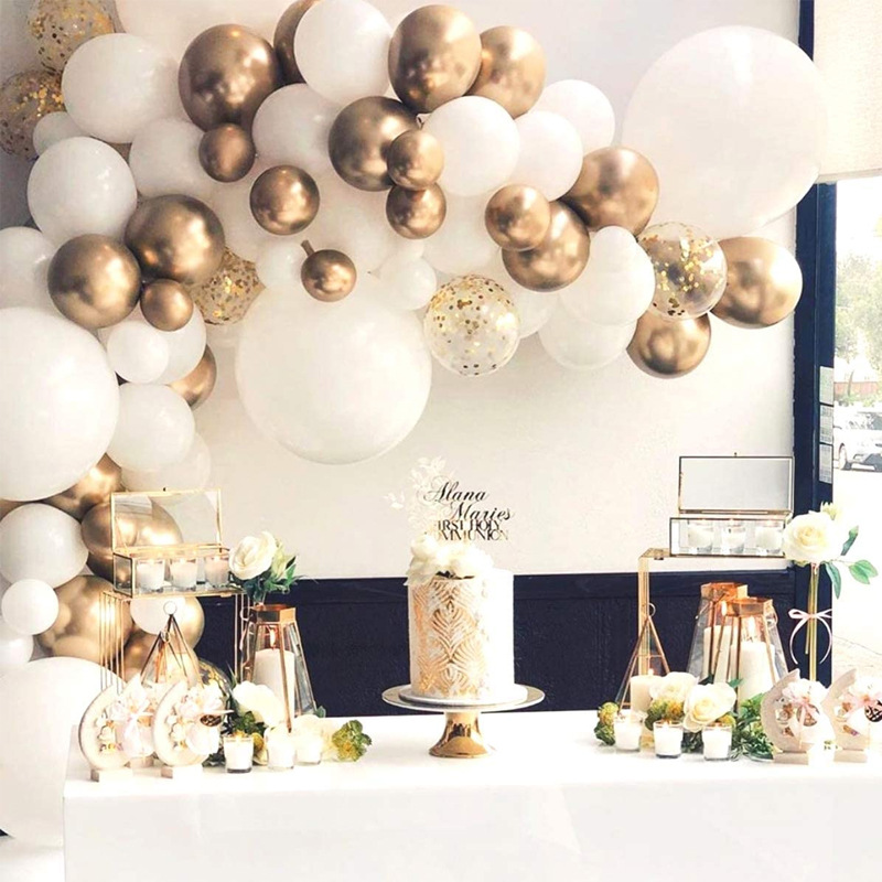 Wedding Party Decoration White Gold Arch Balloons vintage party set Latex Balloons Party Supplies