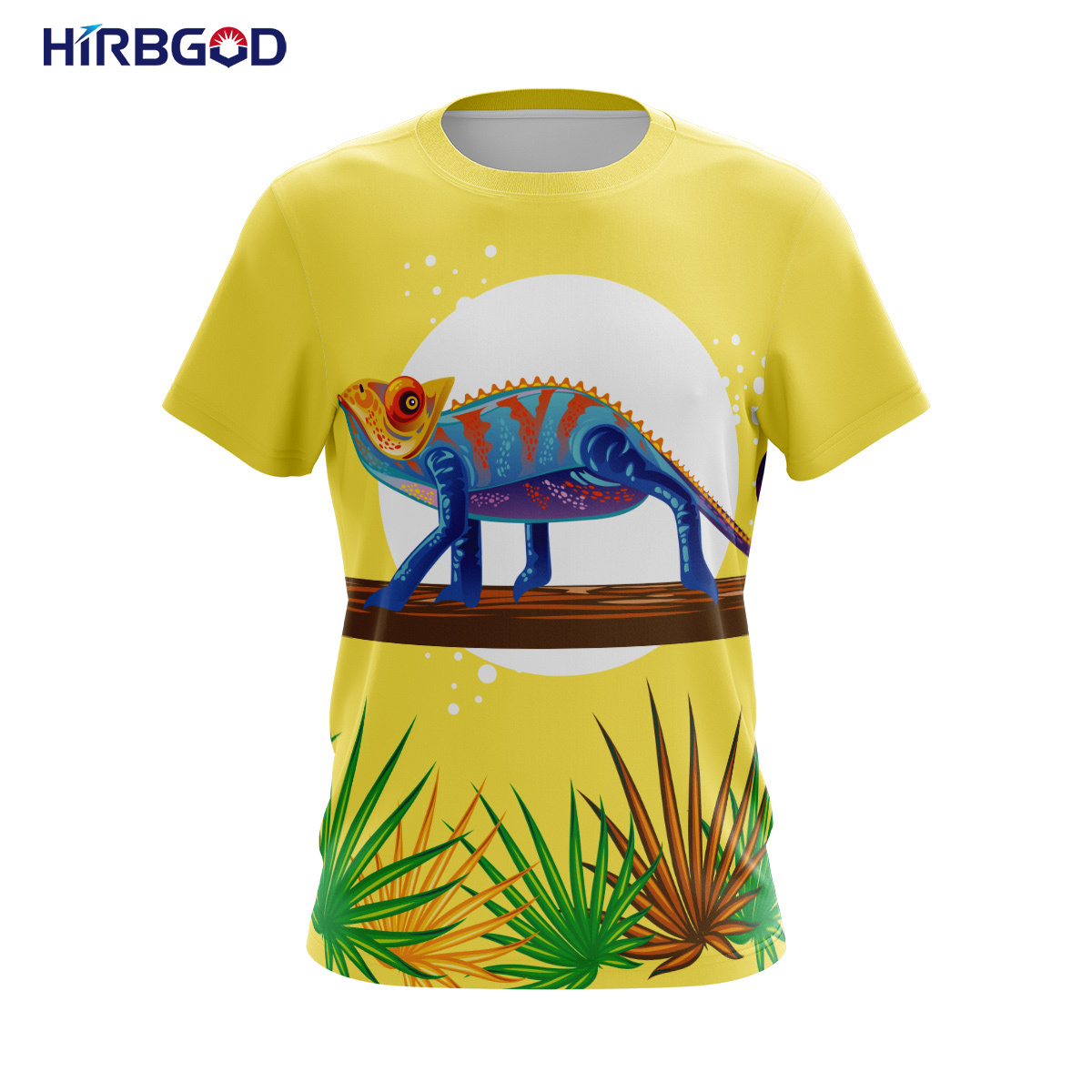 HIRBGOD Women's training outfit chameleon pigment exercise top 100% polyester fabric jogging shirt yellow running clothes