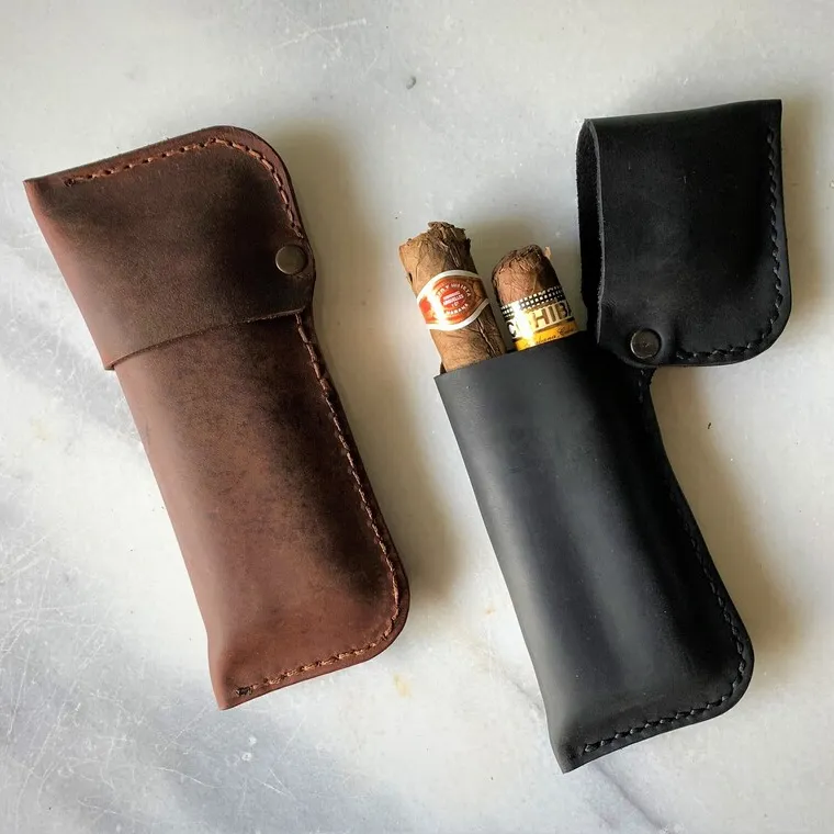 Genuine Leather Cigars Case Box Cigar Holder Cigarette Cigar Humidor Case
