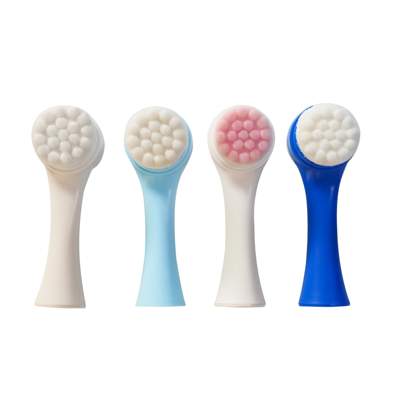 Double-sided Facial face cleaning brushes Private Label Nylon hair ABS Plastic Handle Manual facial cleansing brush