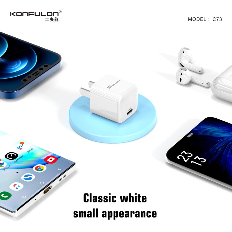 Konfulon Power Delivery USB C Charger Compact Fast Charger Adapter 20W