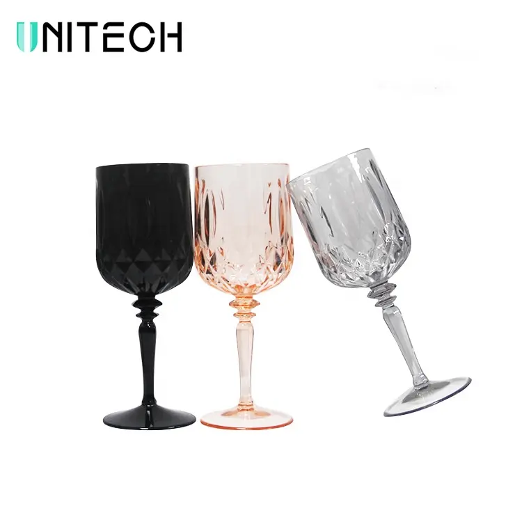 Wholesale Elegant Polycarbonate Acrylic Plastic Wedding Drinking Glasses Cup Crystal Champagne Cups Glass Goblet Wine Glass