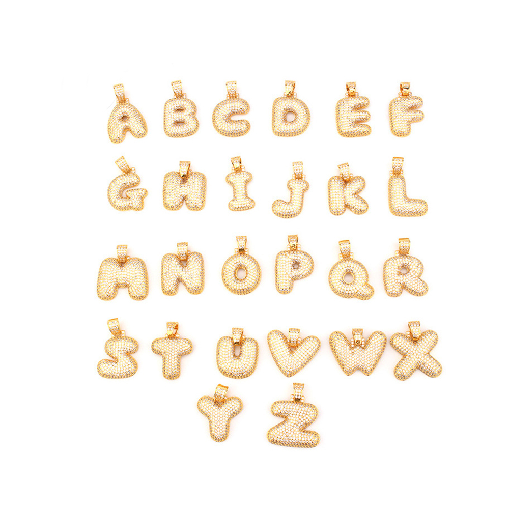 Micro pave cz names necklaces pendants letters arabic letter pendant
