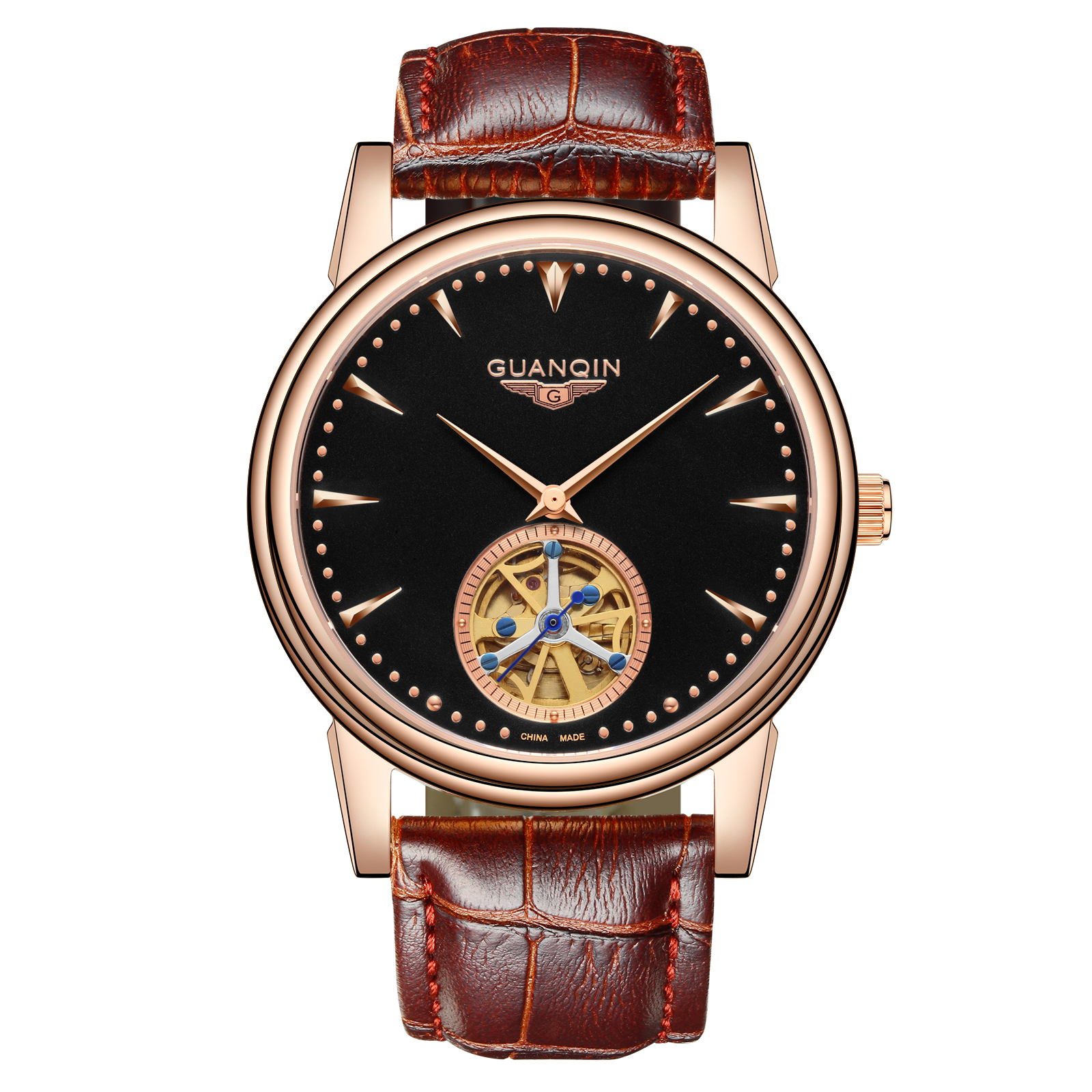Мужские роскошные кожаные часы Автоматические moonphase механические часы