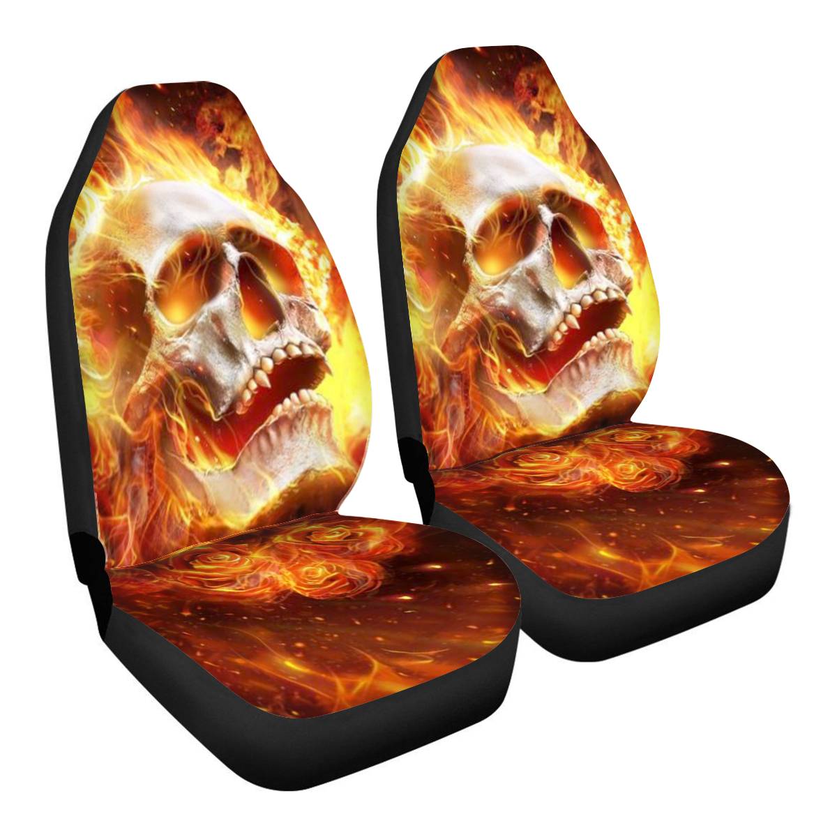 Custom Design Low MOQ Support Wholesale Dropshipping Cool Skull Print Universal Car Seat Cover Material