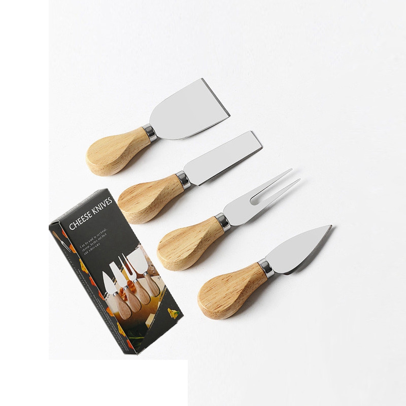 4-piece Stainless steel Acacia Wood Handle cheese knife set butter knife pizza knife