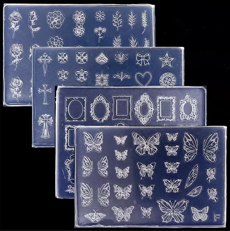 Thin type silicone mold for nails relief carving nail art molds nail butterfly silicone mold