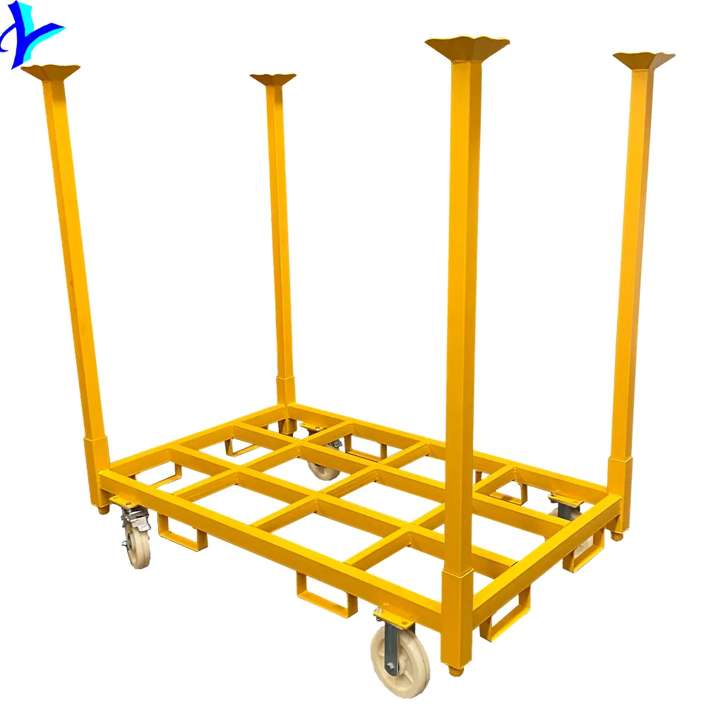 Customized Warehouse Moving Storage Metal Stack Rack With Wheels