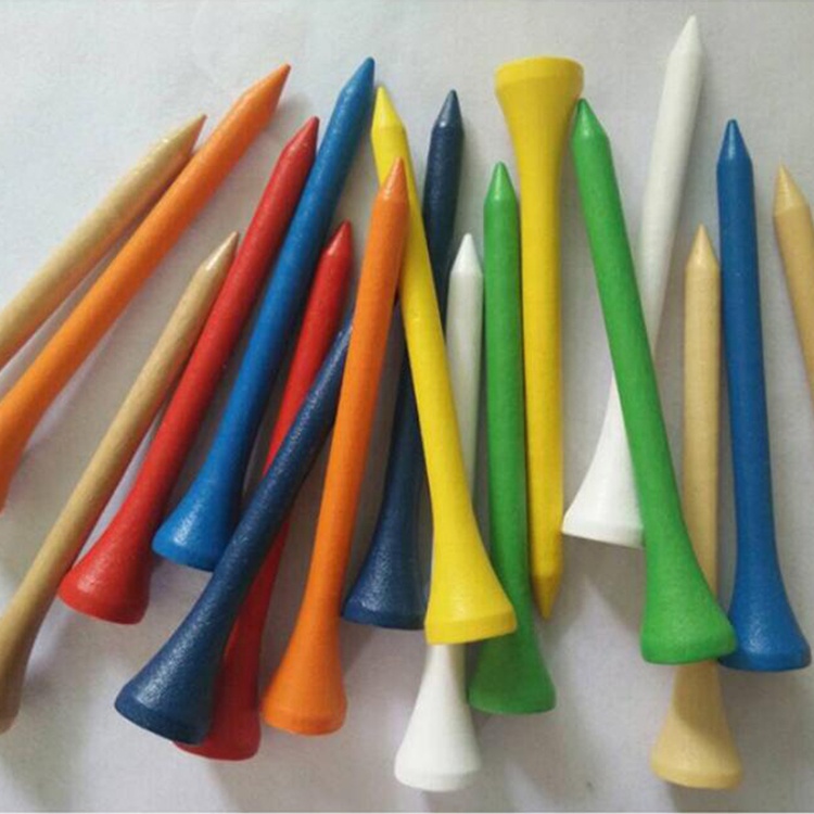 Stock colorful blank wooden golf tees color size mixed 83mm 70mm 54mm 42mm bamboo golf tees .