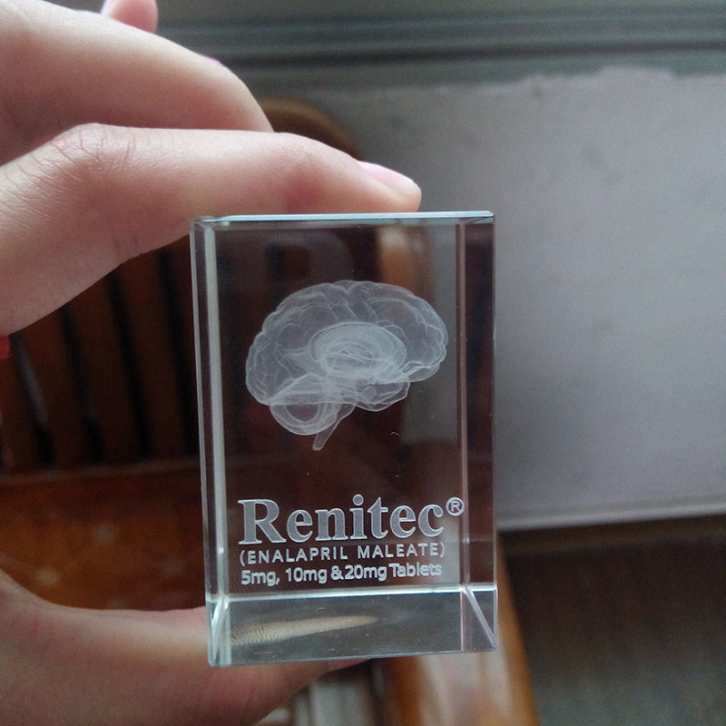 3d laser engraving crystal human brain cube paperweight