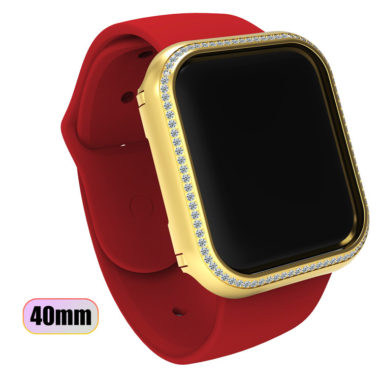 Fashion Girls Diamond 40mm Watch Face Case For Apple Watch Cases Luxury Metal Custom Logo iwatch Protective Case