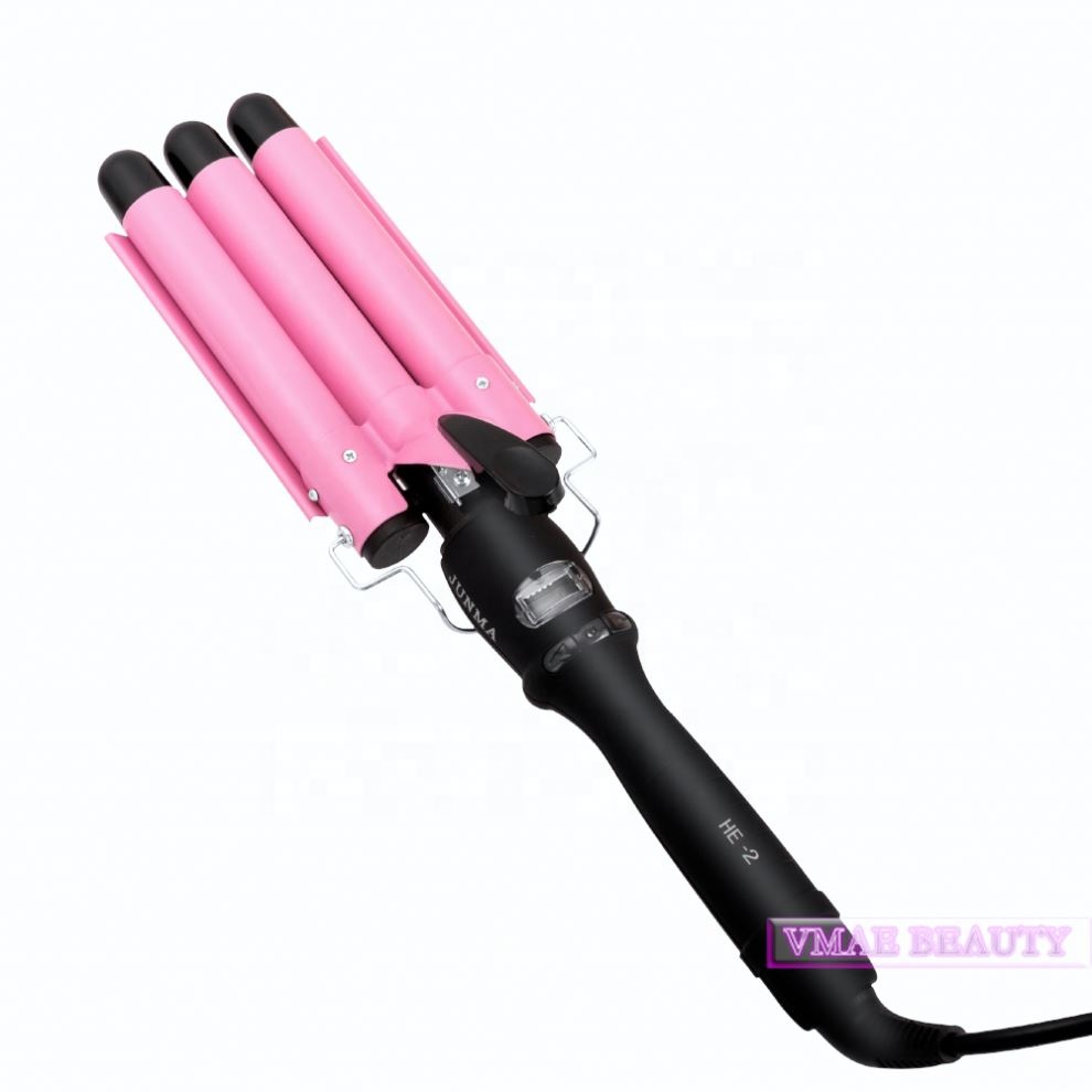 2021 Hair Sticks Triple Barrel Waver Cute Magic Beachy Waves Long Chop Professional Styler Wand Led Curling Iron
