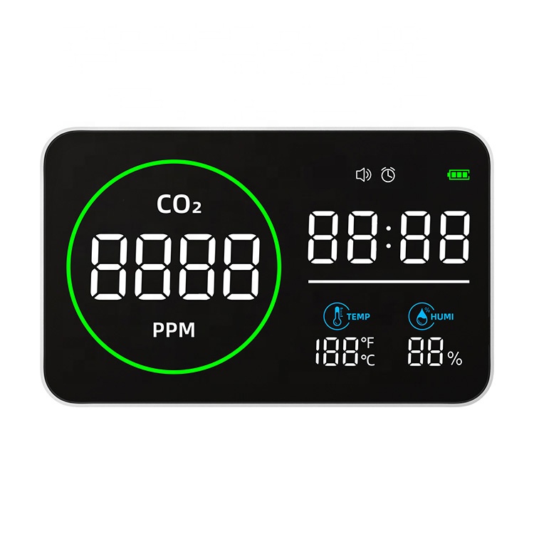 Большой светодиодный экран, CO2 Монитор качества воздуха, детектор CO2, внутренний детектор газа с температурой и влажностью для школы